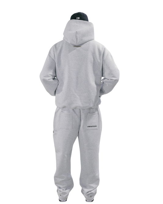 ARMOROFGOD Cloud Heavyweight Bottoms grey — 600GSM heavyweight cotton fabric close-up
