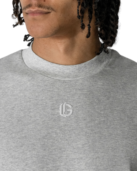 ARMOROFGOD Original Long Tshirt grey — side view showing oversized fit