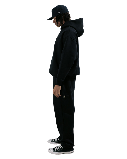 ARMOROFGOD Midnight Heavyweight Hoodie black — 600GSM heavyweight cotton fabric close-up