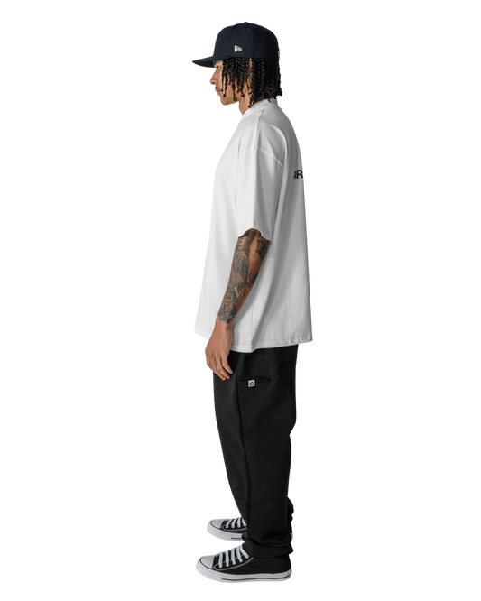 ARMOROFGOD Original Long Tshirt white — reinforced ribbed collar detail