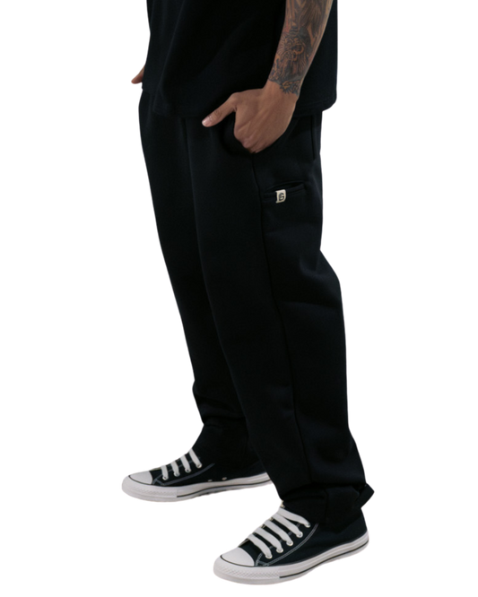ARMOROFGOD Midnight Heavyweight Bottoms black — 600GSM heavyweight cotton fabric close-up